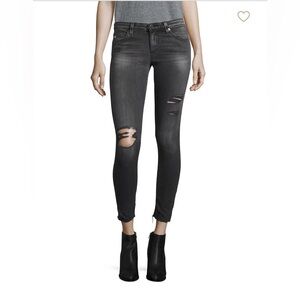 AG Adriano Goldschmied The Legging Ankle Distressed Gray Jeans Size 26